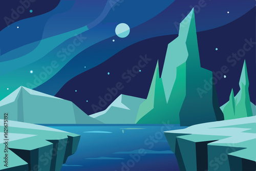 winter landscape with moon