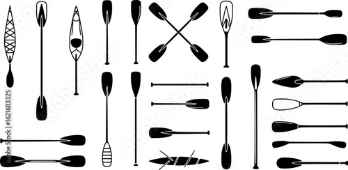 Paddle icon vector set. Oar illustration sign collection. Rowing symbol or logo.
