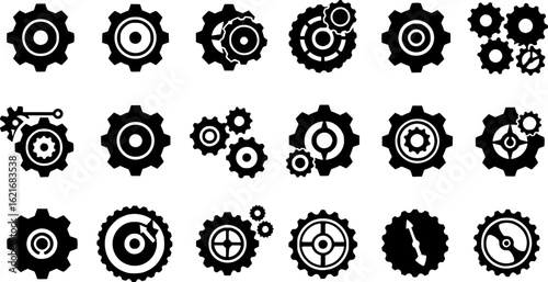 Gear icon vector set. clockwork illustration sign collection. Mechanics symbol.
