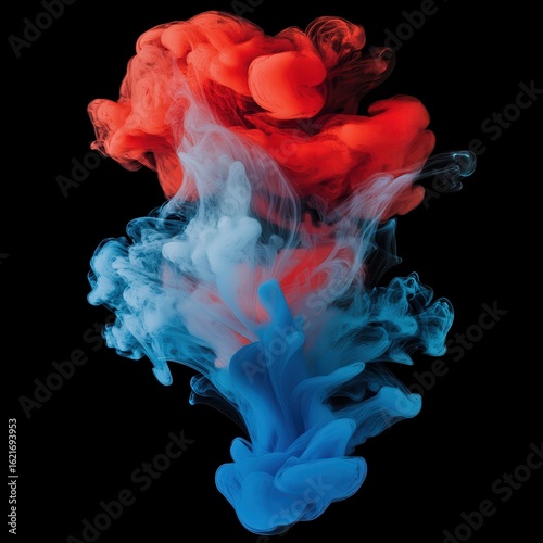 Wallpaper Mural Acrylic blue and red colors in water. Ink blot. Abstract black background. --profile 773ghdn. Torontodigital.ca