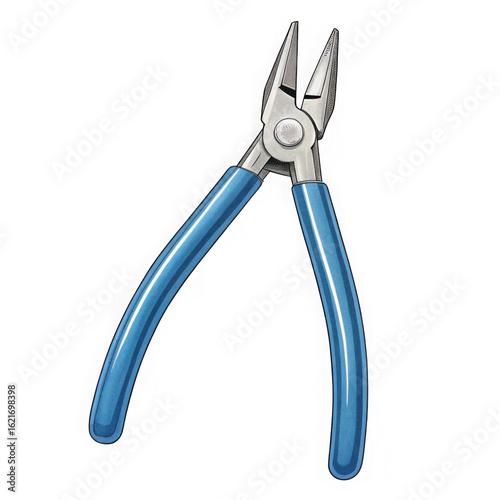 Blue handled combination pliers tool isolated on transparent background