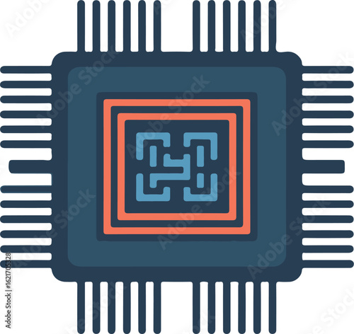 Modern microprocessor chip with circuitry detail
