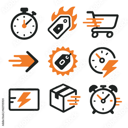 Arrow cart express bar zip deals icon bargain flash vector icons timer