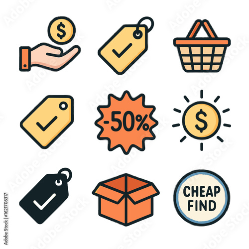 Picks tag vector bright box checkmark holding icon cheap affordable icons minimal