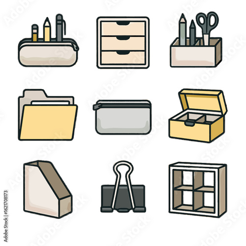 Pouch storage folder case icons binder pencil modern file vector holder icon