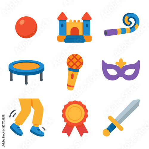 Medal icons vector nose party microphone dancing mask icon sticker costume kids