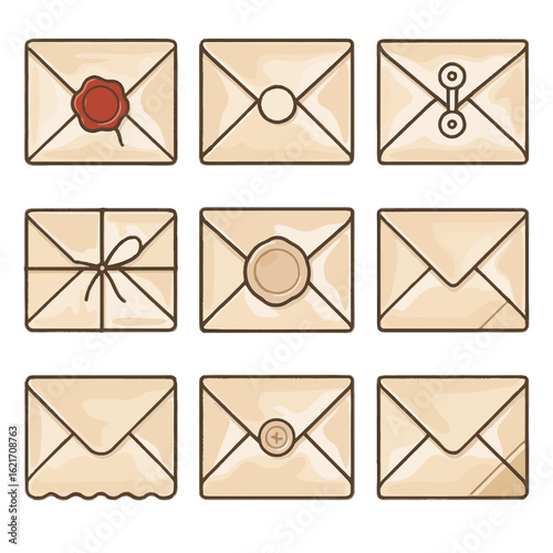 Flap envelopes closed clasp vector detail folded sticker envelope corner simple seals