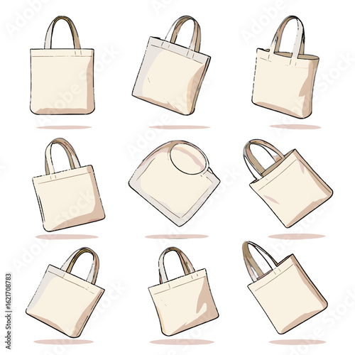 Floating icon bag hover vector canvas tote angle tilted bags suspended