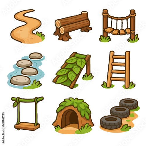 Dirt access stones vector secret wooden vine bridge icon paths ladder stepping