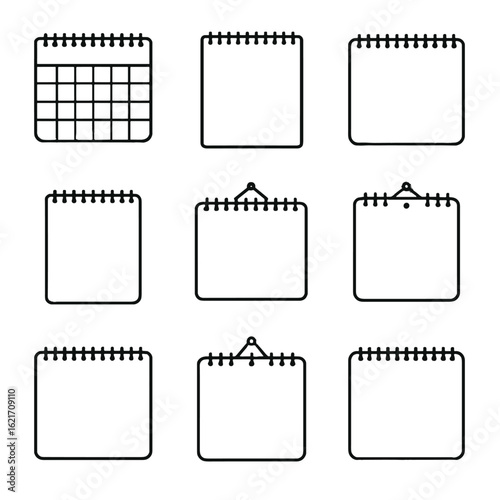 Page hanging icon calendar blank minimal wall calendars spiral mockup vector binding