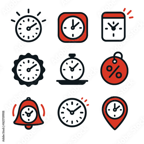 Offer urgent timer blinking icons label flashing last icon vector marker tray