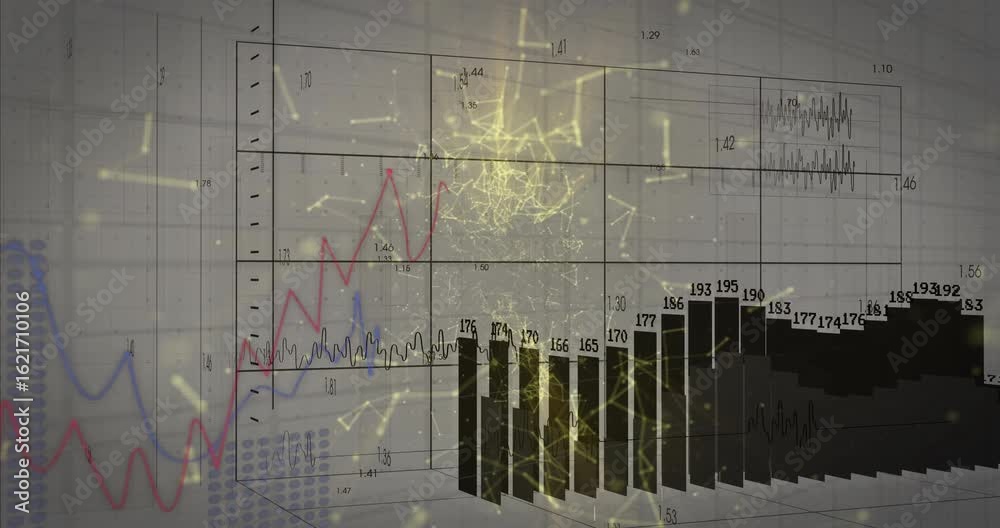 Grid appearing triggers bars growing, line plots oscillating and nodes ...