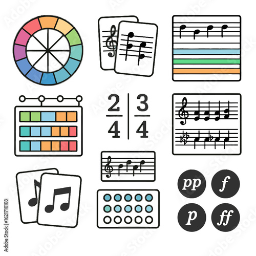 Symbol tools key music wheel vector signature term icon progression theory tokens