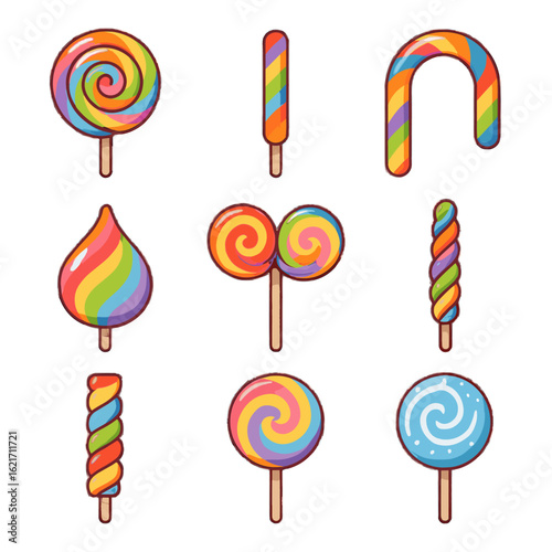 Lollipop frosted stick swirled striped icon land spiral swirl arch vector rainbow