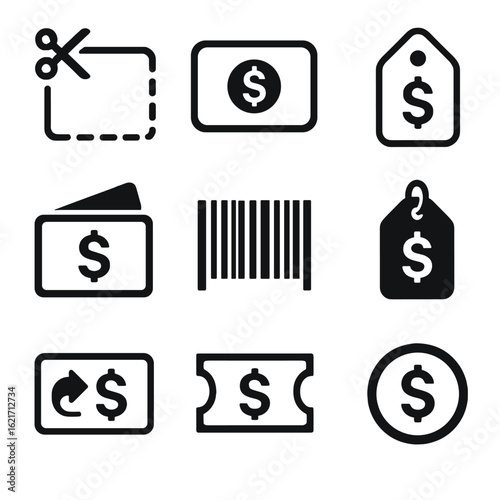 Icons hole rectangle vector barcode label token discount tag savings back icon