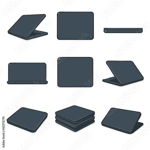 Soft device icon view closed mockup vector laptop hinge back