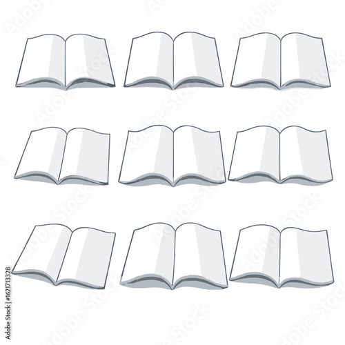 Curved curve vector spread realistic open icon bend magazine page flowing wavy