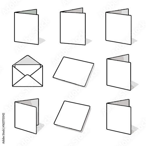 Greeting shadow icon folded envelope vector open standing card soft