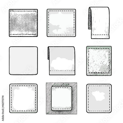 Fabric visible clothing cotton label icon vector tag textile minimal woven