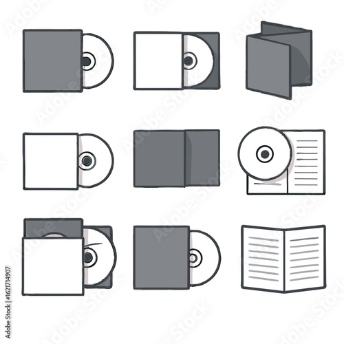 Lyrics paper sheet cd icon combo placed view booklet cover vector