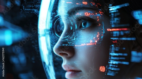 Woman futuristic technology