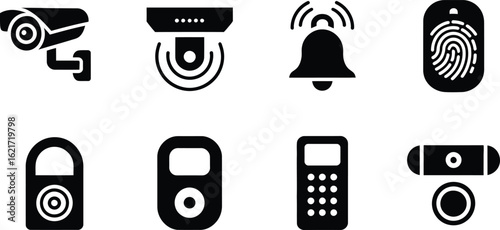 Security and Surveillance Icons Collection camera alarm
