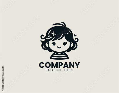 A cute and simple portrait of a smiling girl with tied pigtails