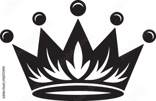 Regal black crown with pointed peaks and round jewels monarchy royal