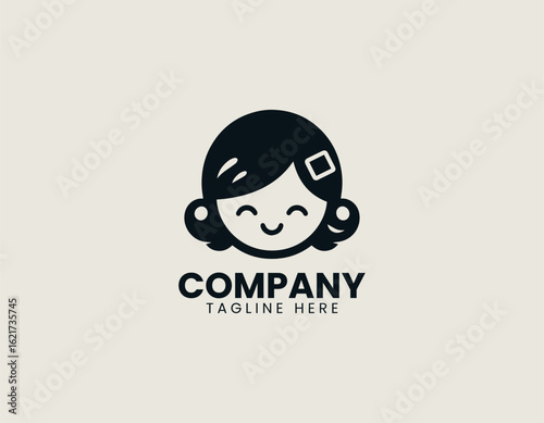 A cute and simple portrait of a smiling girl with tied pigtails