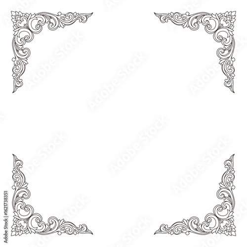 Elegant decorative corner elements form a beautiful ornamental frame on a white background.