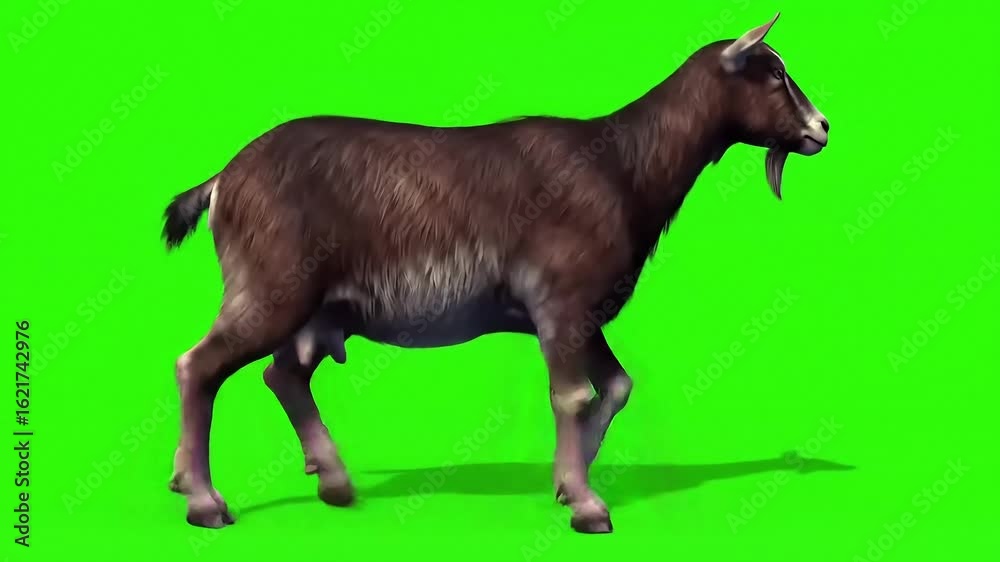 Realistic Brown Goat on Green Background for Creative Design Use with ai generated Realistic Brown Goat on Green Background for Creative Design Use with ai generated