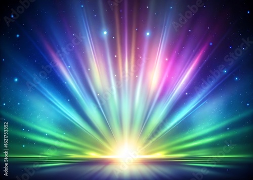 Vibrant aurora borealis lights exploding from horizon in cosmic display