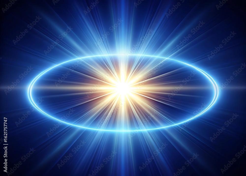 Fototapeta premium Bright starburst emanates through a glowing blue oval portal