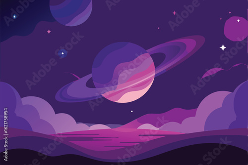 mystic purple nebula with bright stars and swirlin.eps
