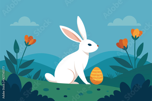 easter bunny and easter eggs