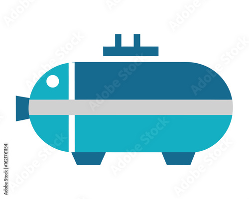 A blue water tank is isolated on white background  Ai Generated