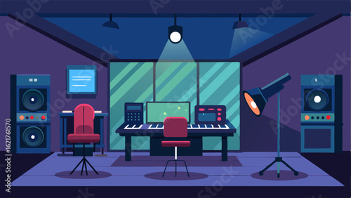 A recording studio with soundproof walls and professionalgrade equipment for creating digital media projects.