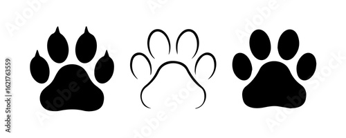 Black cat paw print illustration design.