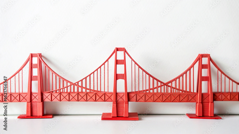 Fototapeta premium Red Origami Golden Gate Bridge Model Folding Steps