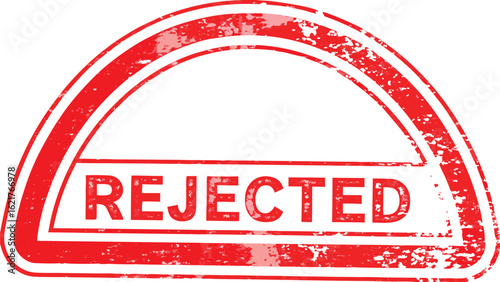 Illustration of a red rejected stamp with a distressed texture and bold lettering on a white background