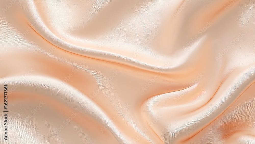 Fototapeta premium Smooth, peach-toned silk fabric draped in soft folds