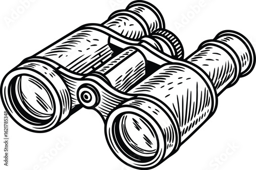 Vintage Binoculars Sketch Illustration
