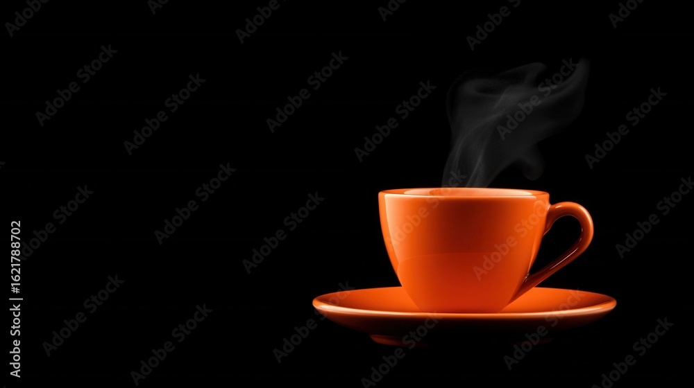 Obraz premium coffee in a stylish cup with steam rising, elegant and inviting, space for text overlay, softly blurred background