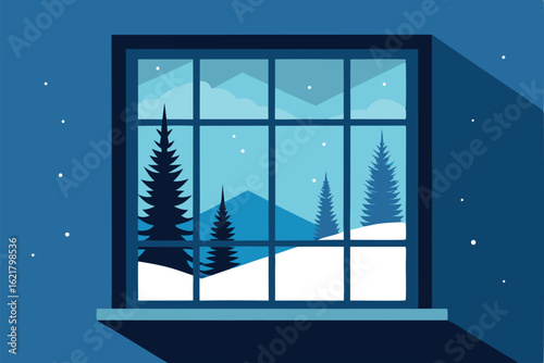 window with christmas tree