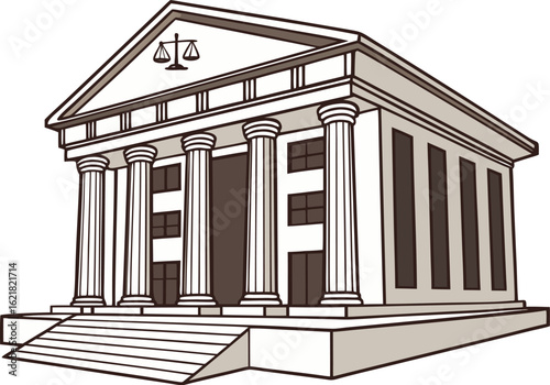 Classical Courthouse Building Vector Illustration