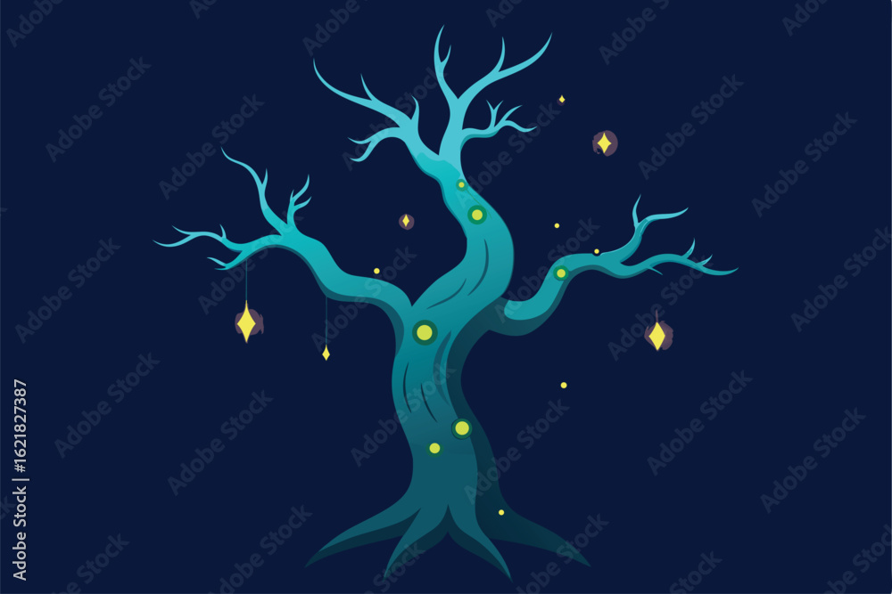 Fototapeta premium fantasy tree with glowing branches and magical cre (1).eps