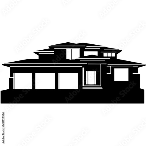 Modern house silhouette evokes feelings of home, family, and architectural design, perfect for real estate marketing