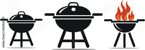 BBQ grill icon set outline.eps