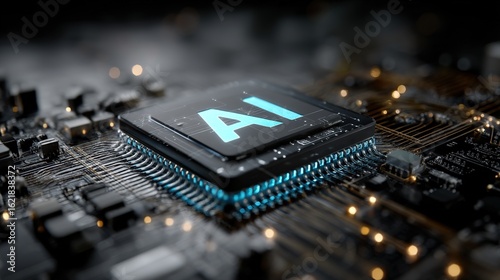 AI Chip on Circuit Board - Technology & Artificial Intelligence Concept