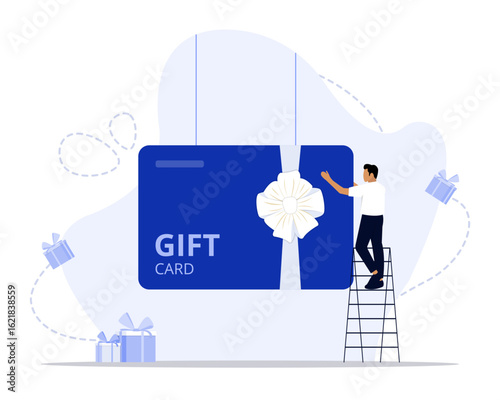 Gift card concept illustration. Suitable for landing page, ui, web, App intro card, editorial, flyer, and banner.